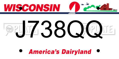 J738QQ Wisconsin License Plate