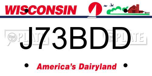 J73BDD Wisconsin License Plate