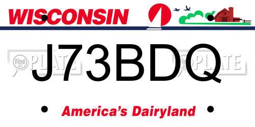 J73BDQ Wisconsin License Plate