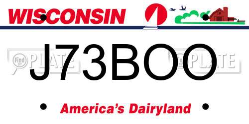 J73BOO Wisconsin License Plate