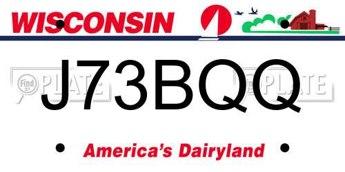 J73BQQ Wisconsin License Plate