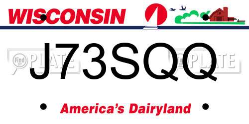 J73SQQ Wisconsin License Plate