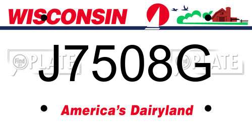 J7508G Wisconsin License Plate