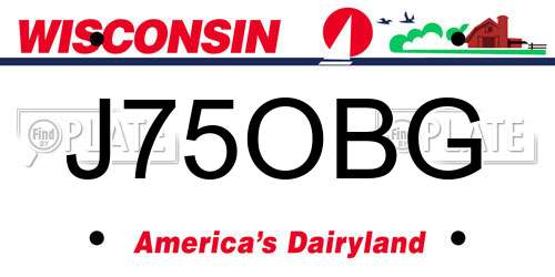 J75OBG Wisconsin License Plate