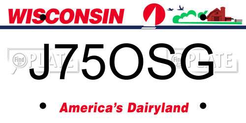 J75OSG Wisconsin License Plate