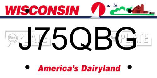 J75QBG Wisconsin License Plate