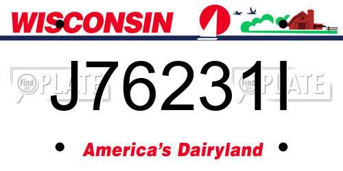 J76231I Wisconsin License Plate