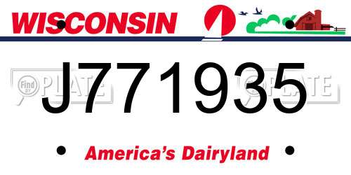 J771935 Wisconsin License Plate