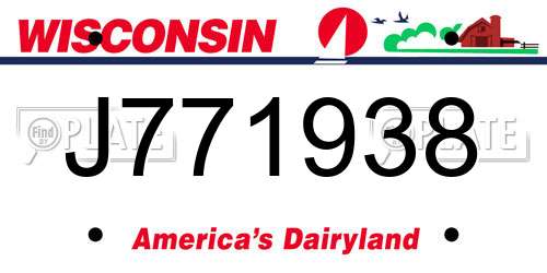 J771938 Wisconsin License Plate