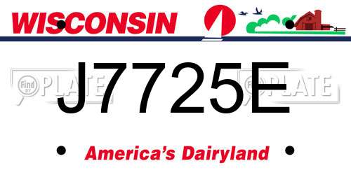 J7725E Wisconsin License Plate