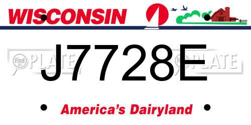 J7728E Wisconsin License Plate