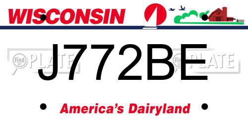 J772BE Wisconsin License Plate
