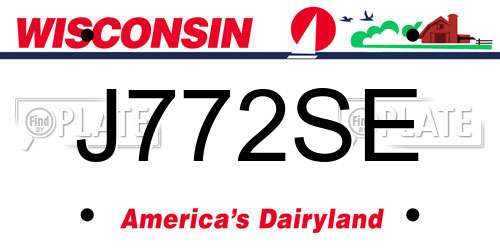 J772SE Wisconsin License Plate