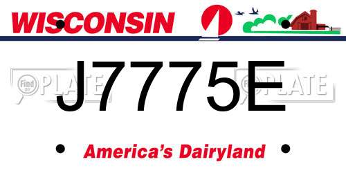 J7775E Wisconsin License Plate