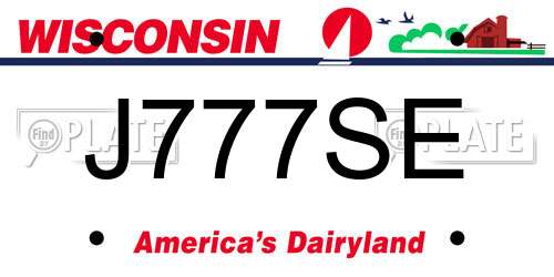 J777SE Wisconsin License Plate