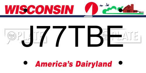 J77TBE Wisconsin License Plate