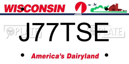 J77TSE Wisconsin License Plate