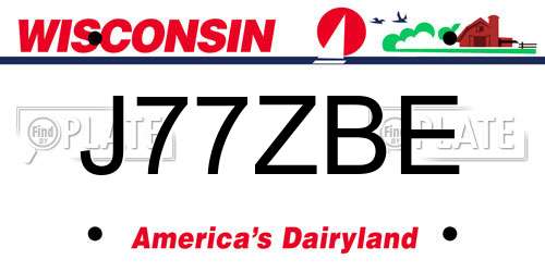 J77ZBE Wisconsin License Plate
