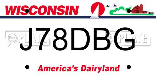 J78DBG Wisconsin License Plate