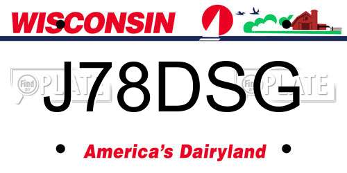 J78DSG Wisconsin License Plate