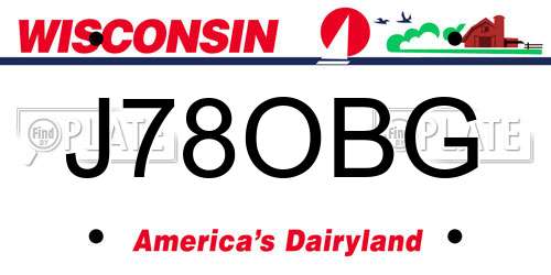 J78OBG Wisconsin License Plate