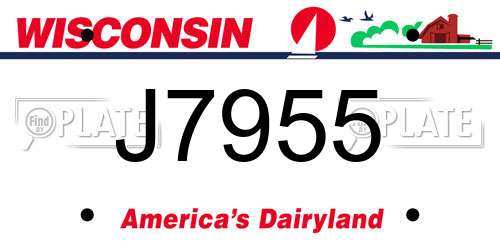 J7955 Wisconsin License Plate