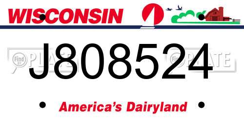 J808524 Wisconsin License Plate