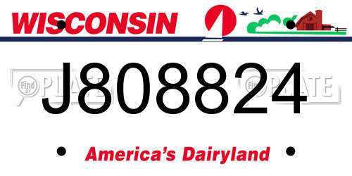 J808824 Wisconsin License Plate