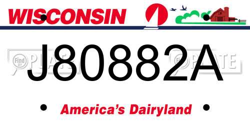 J80882A Wisconsin License Plate