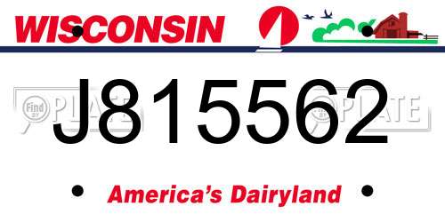 J815562 Wisconsin License Plate