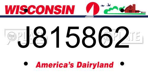 J815862 Wisconsin License Plate
