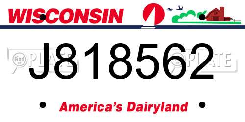 J818562 Wisconsin License Plate