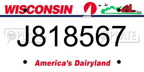 J818567 Wisconsin License Plate