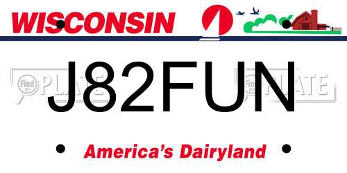 J82FUN Wisconsin License Plate