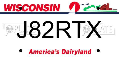 J82RTX Wisconsin License Plate