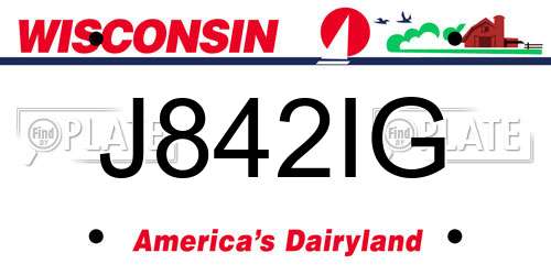 J842IG Wisconsin License Plate
