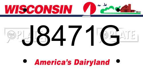 J8471G Wisconsin License Plate