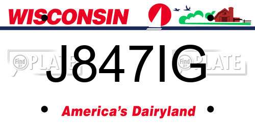 J847IG Wisconsin License Plate