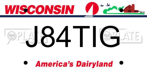 J84TIG Wisconsin License Plate