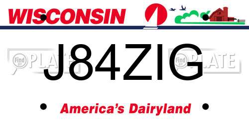 J84ZIG Wisconsin License Plate