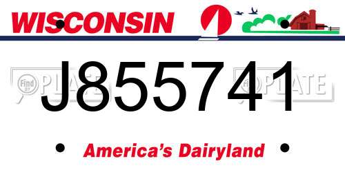 J855741 Wisconsin License Plate