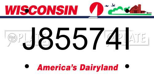 J85574I Wisconsin License Plate