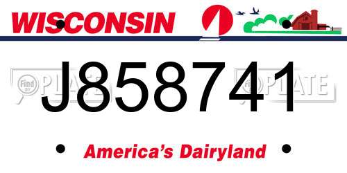 J858741 Wisconsin License Plate