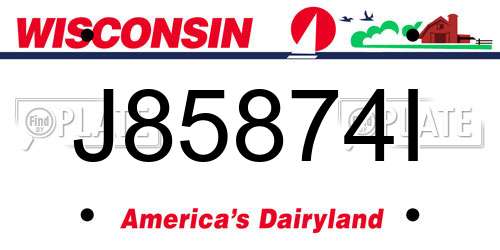 J85874I Wisconsin License Plate