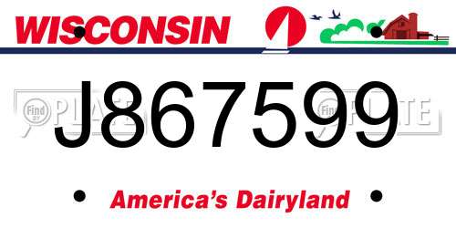 J867599 Wisconsin License Plate
