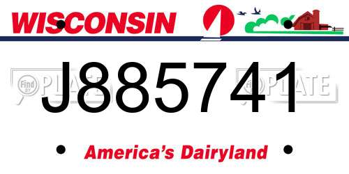 J885741 Wisconsin License Plate