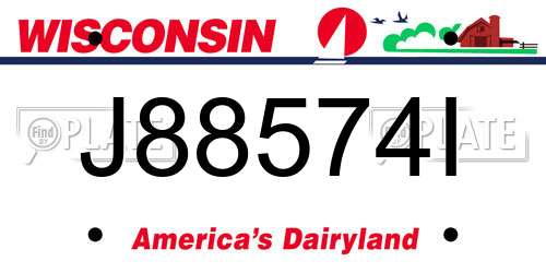 J88574I Wisconsin License Plate
