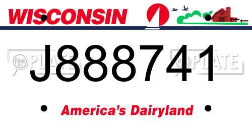 J888741 Wisconsin License Plate