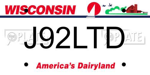 J92LTD Wisconsin License Plate