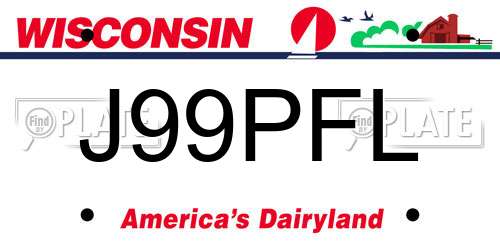 J99PFL Wisconsin License Plate